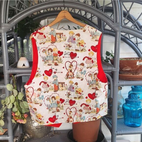 reversible valentine's heart vest handmade L/XL - Picture 2 of 11